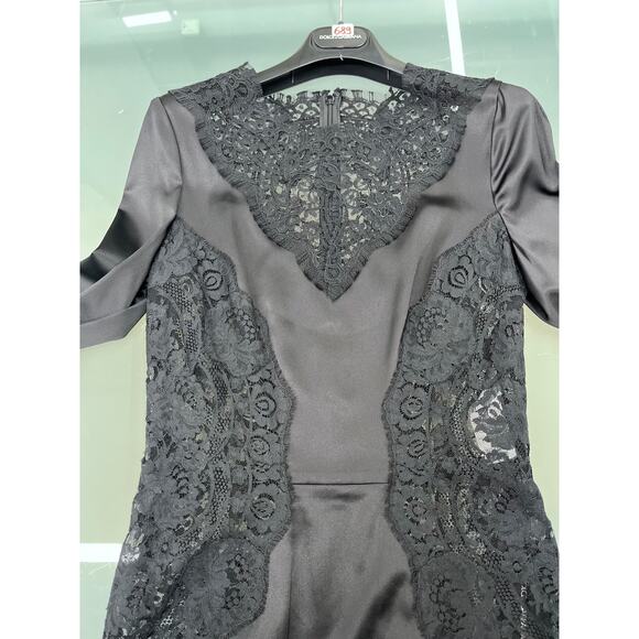 NWT Dolce & Gabbana Chantilly Lace Silk Satin Midi Dress Black IT 40 US S - Picture 11 of 13